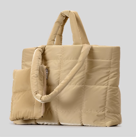 Modern Khaki Puffer Shopper