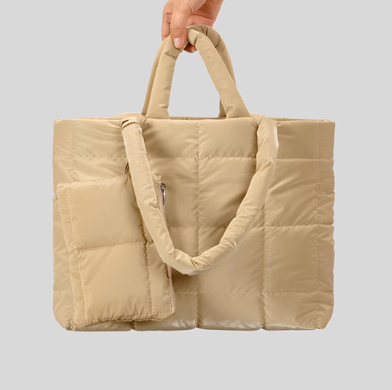 Modern Khaki Puffer Shopper