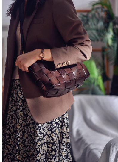 Luxe Coffe Weave Leather Bag