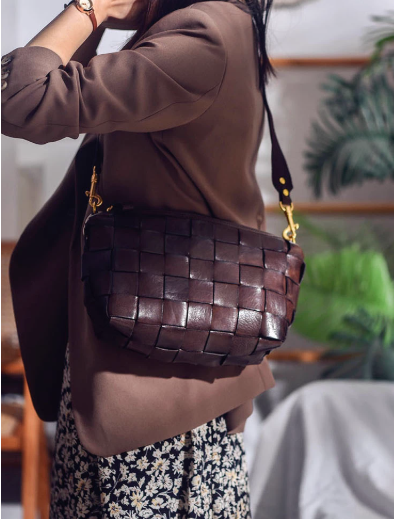Luxe Coffe Weave Leather Bag