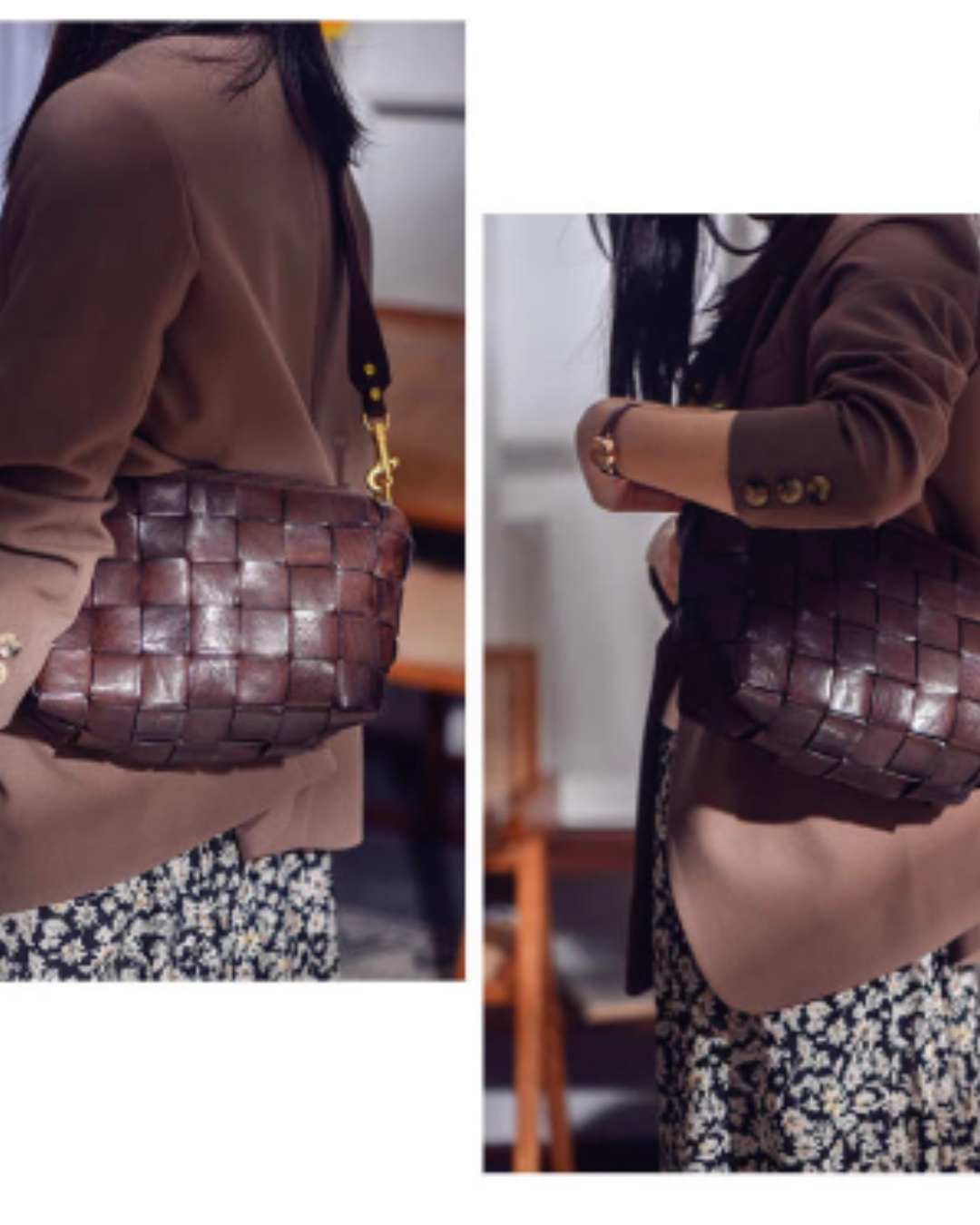 Luxe Coffe Weave Leather Bag