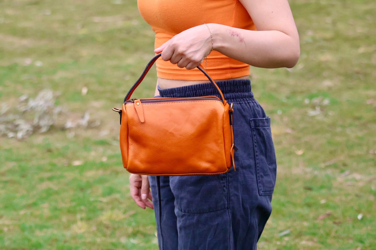 Luxe Brown Mini Square Bag