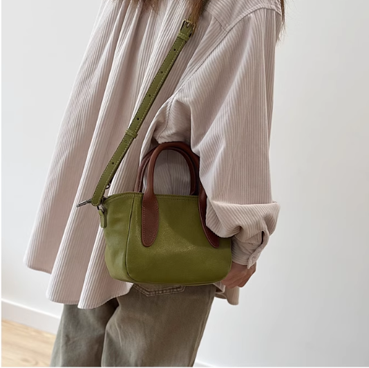 Soft Green Chic Leather Tote